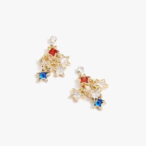 NWT J. Crew Patriotic Star Drop Earrings in Red, White and Blue